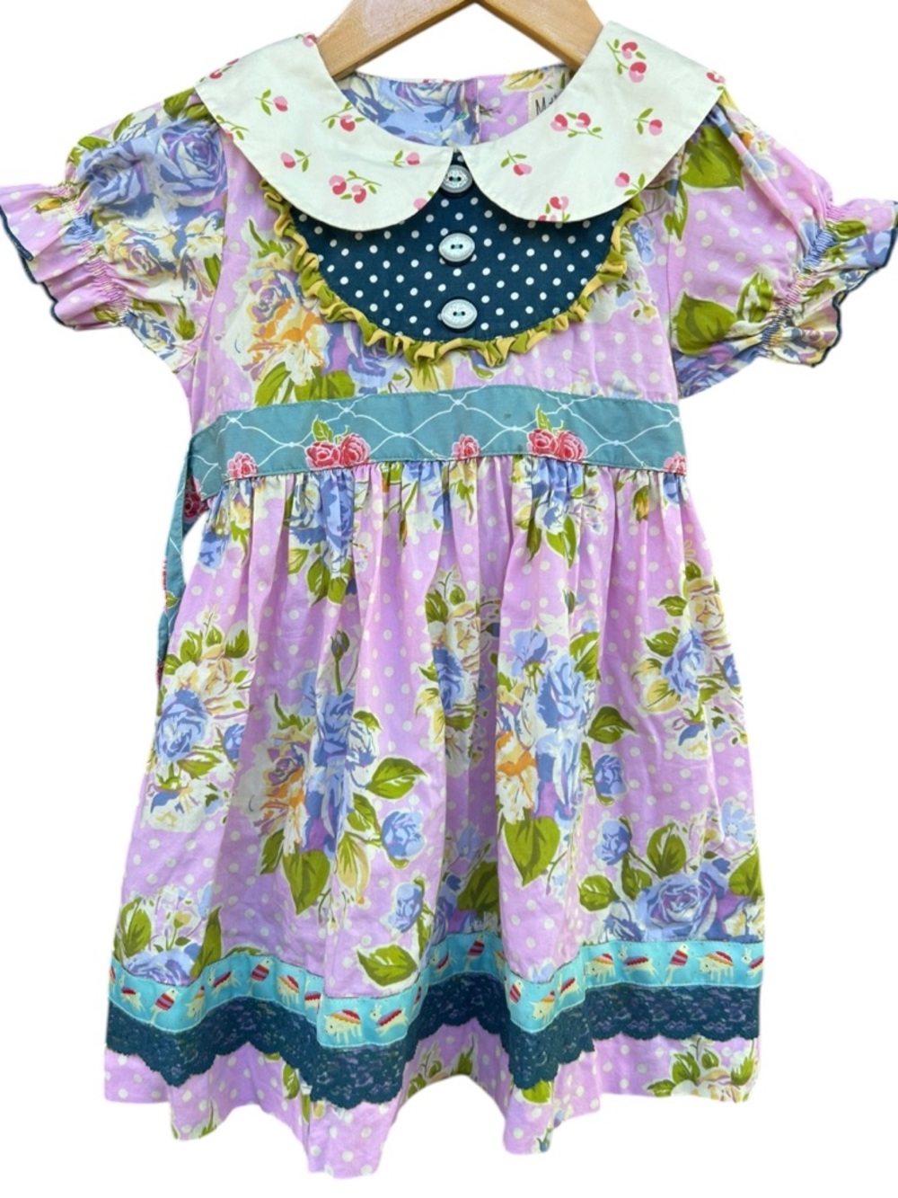 Matilda Jane Good Hart Veranda Lavender Floral Dress Peter Pan Collar Spring 4T